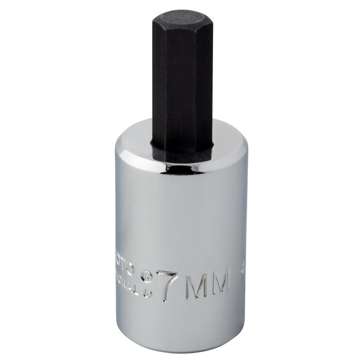 PROTO J4990-7MST 7mm hex socket, chrome finish, product photography, front angle.