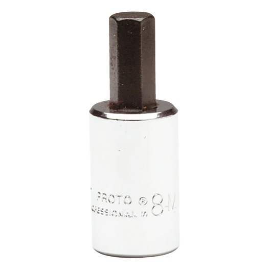PROTO J4990-8MST hex bit socket with chrome finish, front angle on white background.