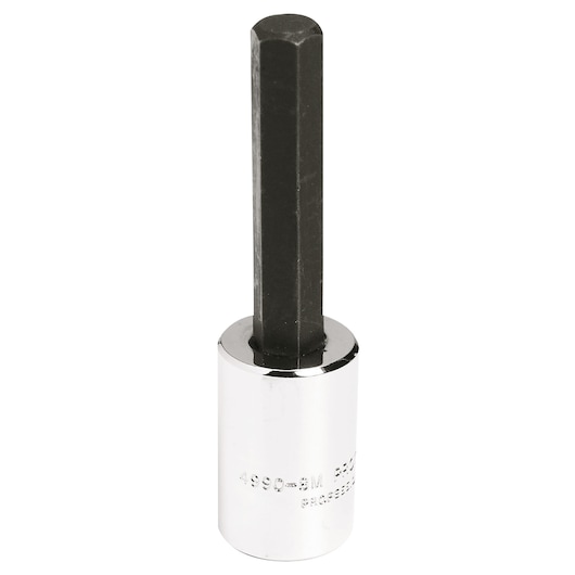 PROTO J4990-8M hex bit socket with chrome finish, front angle on white background.