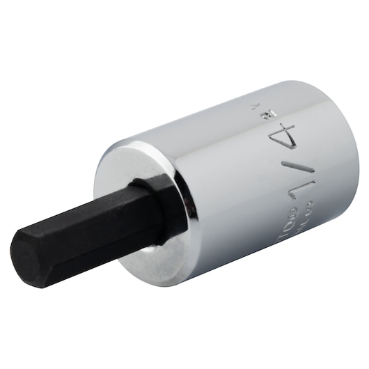 PROTO J49901/4ST hex bit socket, chrome finish with visible size marking, product angle on white background.