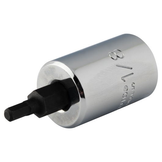 Photo of a PROTO hex bit socket, SKU J49901/8ST, chrome finish, angled on white background.