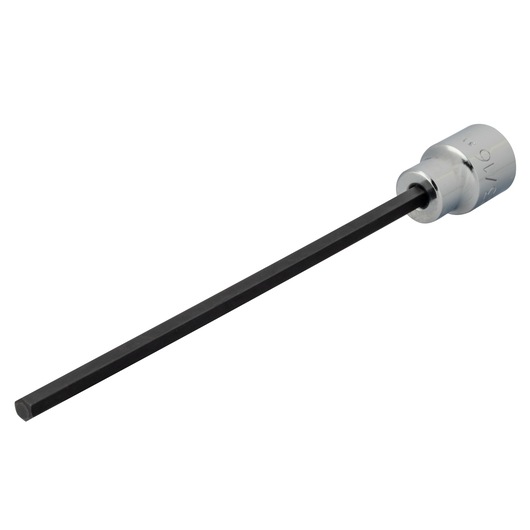 PROTO J49903/16XL extra-long hex bit socket with silver base and black hex shaft, angled on white background.