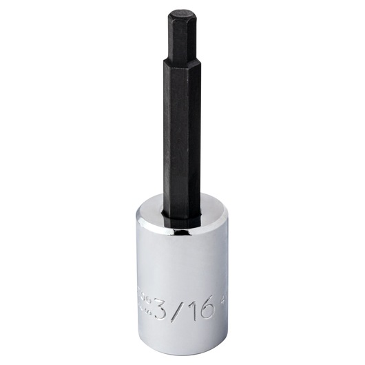 PROTO J49903/16 hex bit socket, chrome body with black hex bit, front angle on white background.