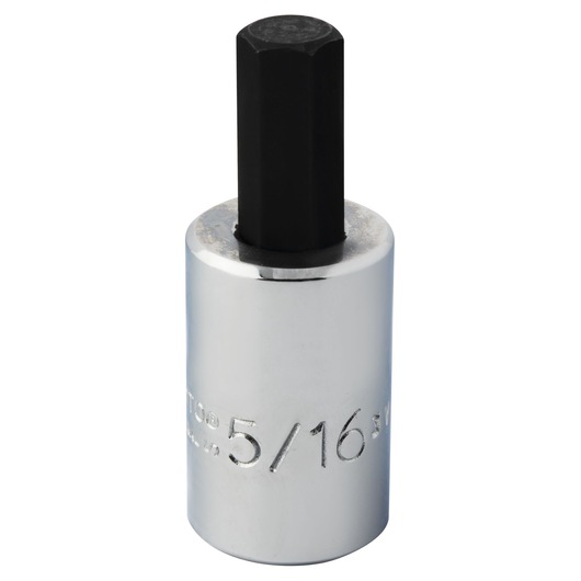 PROTO J49905/16ST hex bit socket, chrome body with black hex tip, product photography on white background
