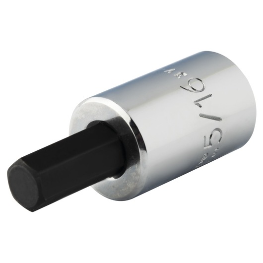 PROTO J49905/16ST hex bit socket, chrome finish, 5/16 inch size, close-up angle on white background.