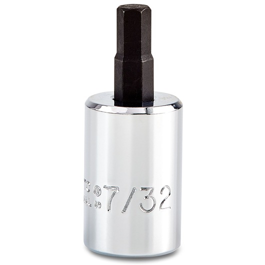 PROTO J49907/32ST hex bit socket, chrome finish, 7/32 inch, front angle, white background.