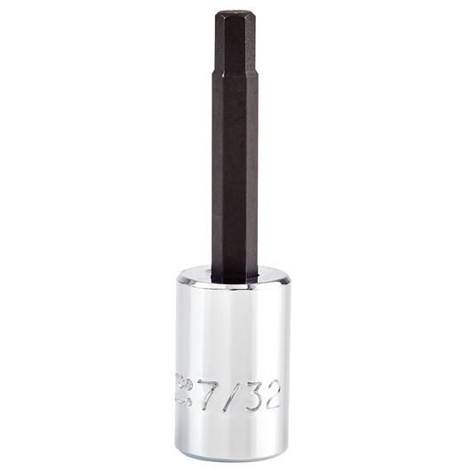 PROTO J49907-32 hex bit socket, chrome and black finish, upright front angle, white background.