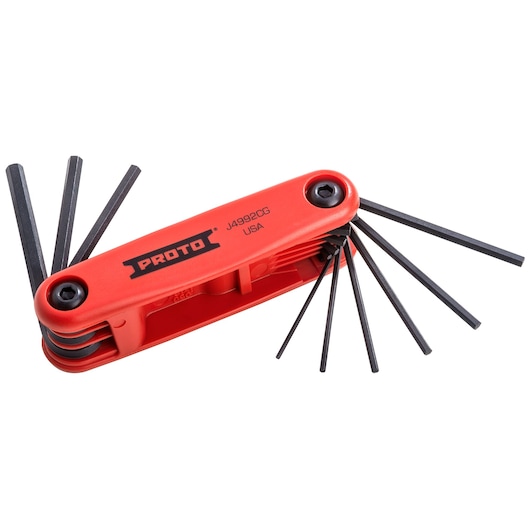 PROTO® 3/64 in. - 3/16 in. Folding Hex Key Set With Comfort Grip (9 pc.)