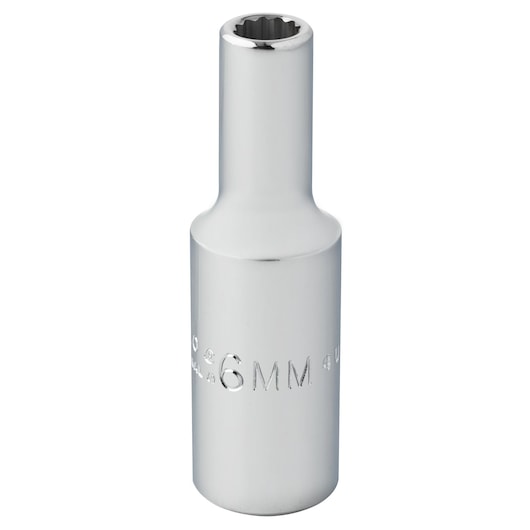 PROTO J5006M 6mm chrome socket, front angle, white background.