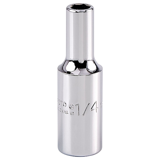 PROTO J5008H chrome deep socket, front angle, tool category.