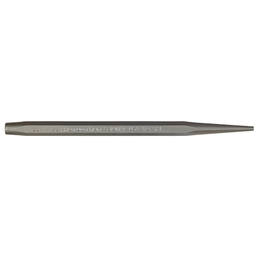PROTO J501-4S2 steel pin punch tool, cylindrical shape, engraved brand, side angle, white background.