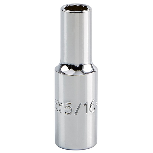 PROTO J5010 chrome deep socket, 5/16 inch size, photographed upright on white background.