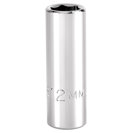 PROTO J5012MH chrome 12mm deep socket, front angle on white background.