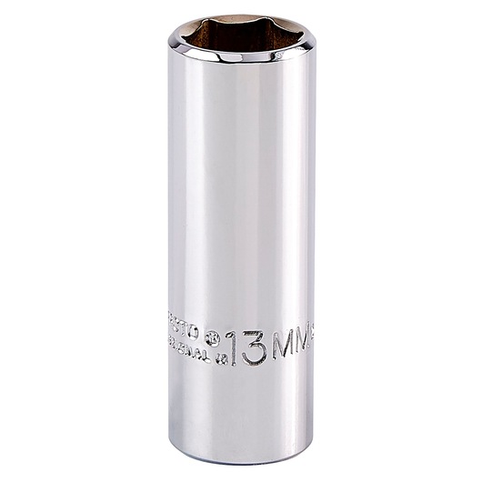 PROTO chrome 13mm deep socket J5013MH, front angle on white background.