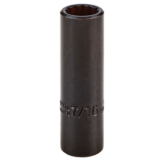 PROTO J5014B black 7/16-inch deep socket, cylindrical view on white background.