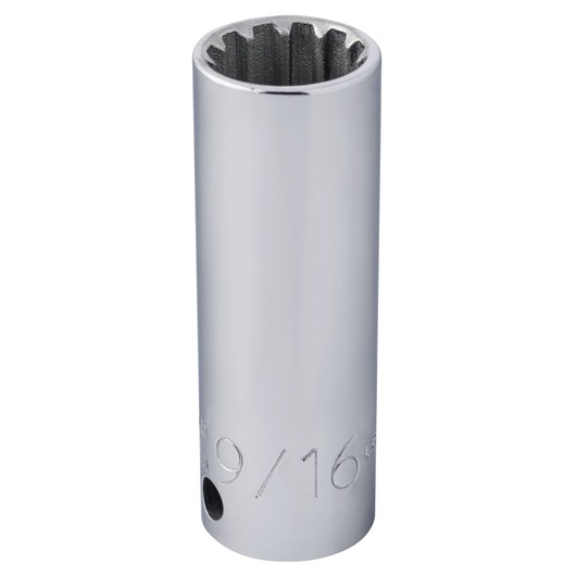 PROTO J5018DPL chrome 12-point 9/16 inch deep socket, white background, product angle view.