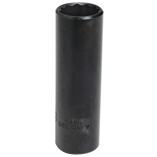 PROTO J5020B deep impact socket, black, cylindrical, vertical angle on white background.