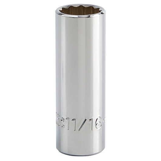 PROTO J5022 chrome deep socket, photography on white background, showing 12-point opening and size marking.