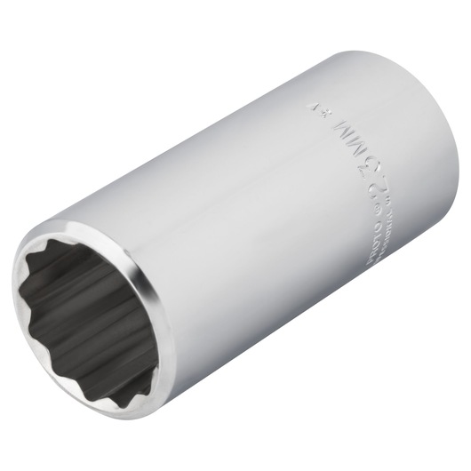 PROTO J5023M chrome deep socket, 23mm, front angle on white background.