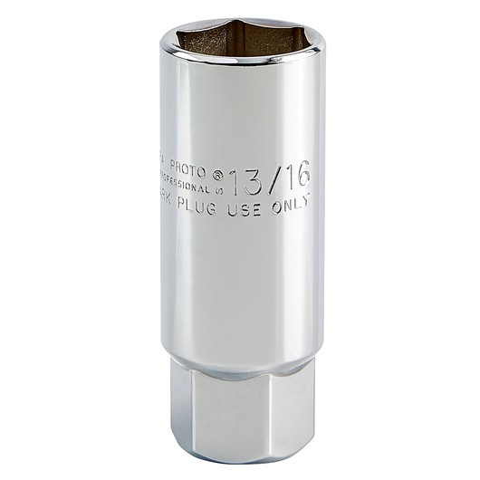 PROTO J5026HPA chrome spark plug socket, front angle, silver finish, tool for automotive use