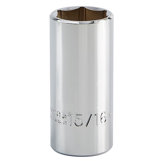 PROTO J5030H chrome deep socket, 15/16 size, product photography on white background.