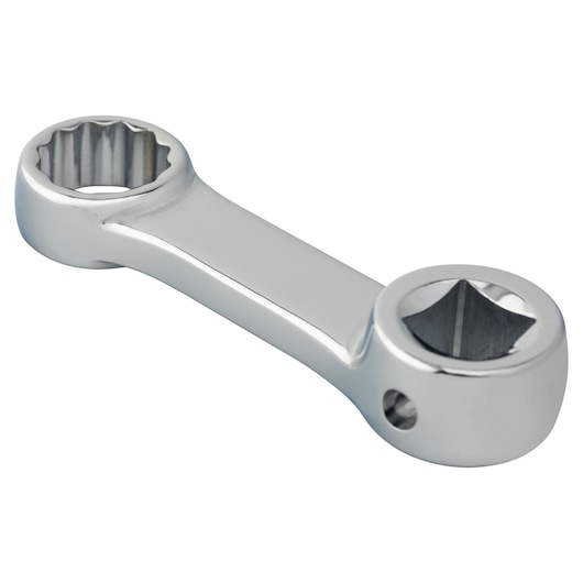 PROTO J5116 chrome double box head wrench, angled view, with 12-point and square openings.