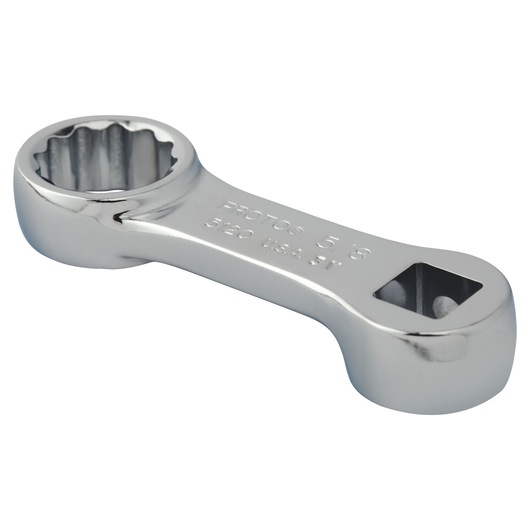 Photo of PROTO J5120 short box end wrench, chrome finish, shown at angle on white background.