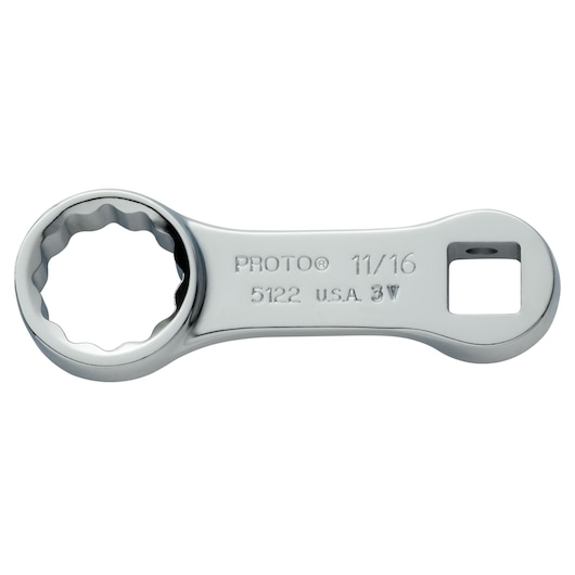 PROTO J5122 box end wrench, silver finish, 11/16 size, photography, top view on white background