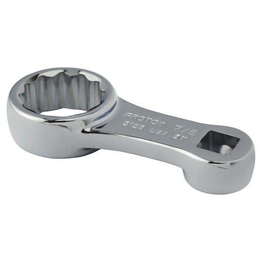 PROTO J5128 chrome offset slugging wrench on white background, box end and square drive visible.