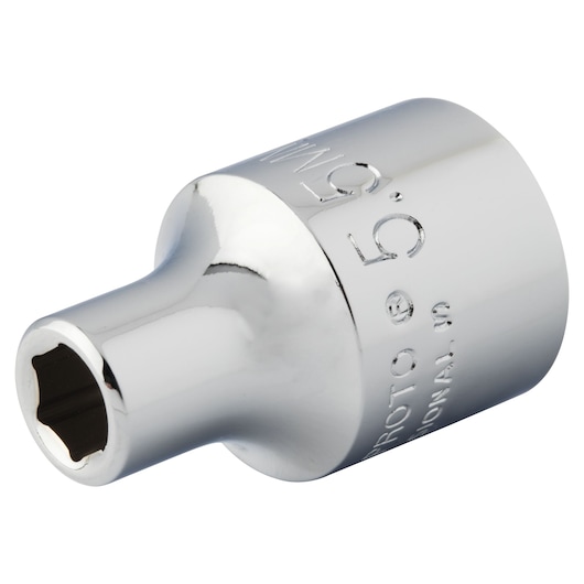 PROTO J52055MH chrome-finish hex socket, angled view on white background
