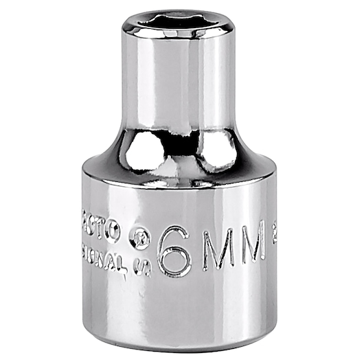 PROTO J5206MH chrome 6mm socket, front angle on white background.