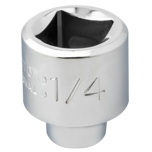 PROTO J5208HS chrome socket, 1/4 inch size, front angle on white background.