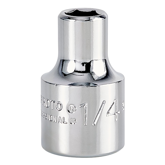 PROTO chrome socket, 1/4 inch size, SKU J5208H, front angle, white background.