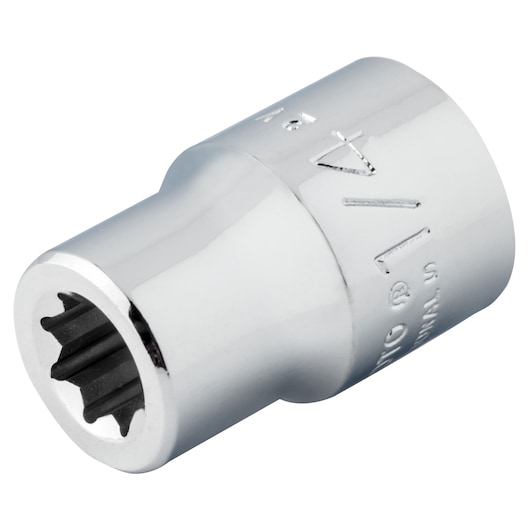 PROTO J5208S chrome-finish socket with 12-point opening, photographed on white background, tool category.
