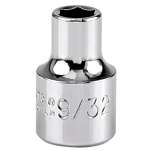 PROTO J5209H chrome socket, 9/32 inch size, hex, shown upright on white background.