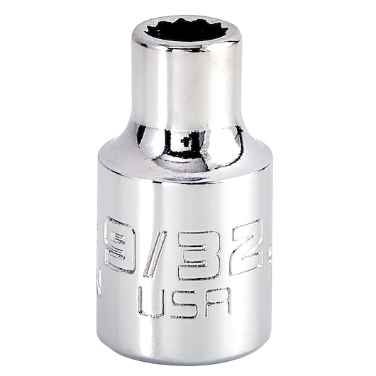 Photo of PROTO chrome socket, 9/32 inch, front angle, SKU J5209N, shiny finish.