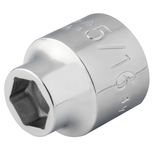 PROTO J5210HS chrome socket, 5/16 inch size, hex design, close-up angle on white background.