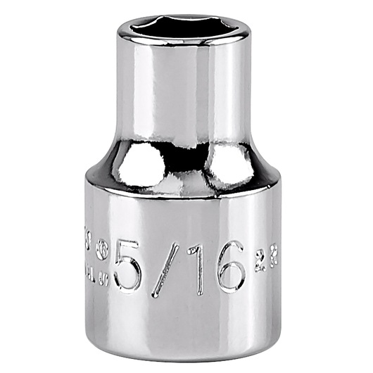 PROTO J5210H chrome 5/16 inch socket front angle on white background, photography of hand tool.