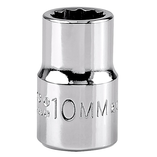 PROTO J5210M chrome 10mm socket tool, front angle on white background.