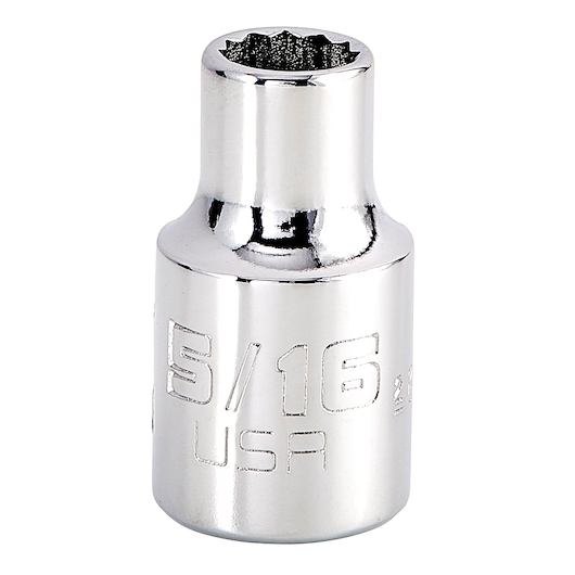 PROTO J5210N chrome 12-point 5/16 inch socket, front angle on white background.