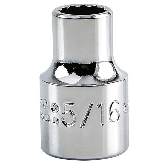 PROTO J5210 chrome socket, 5/16 inch size, front angle on white background.