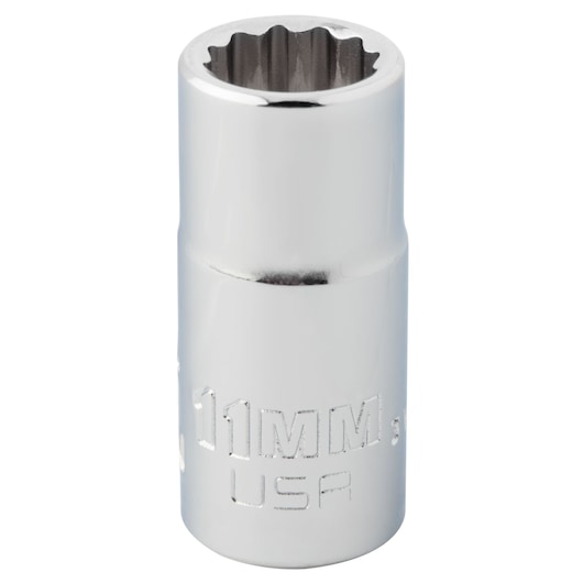 PROTO J5211MN chrome 11mm socket, six-point design, close-up front angle on white background.