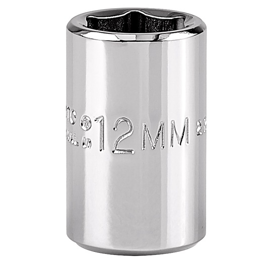 PROTO J5212MH chrome 12mm socket, front angle on white background.
