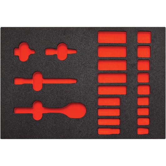 PROTO J52134F black and red foam tool organizer tray top view for Photography category.