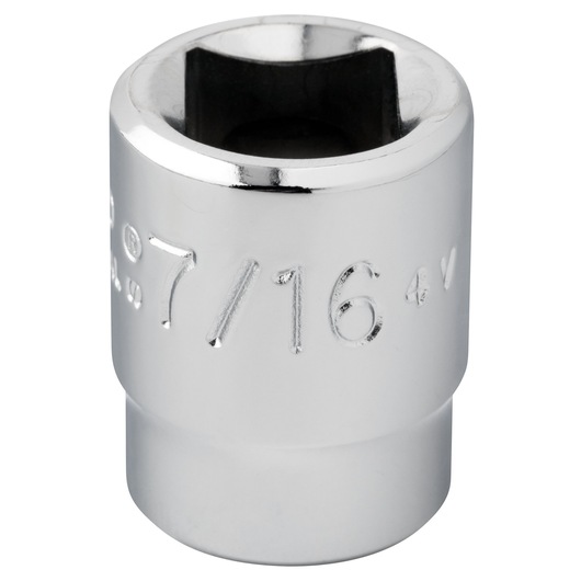 PROTO J5214HS chrome socket, 7/16 inch size, front angle on white background.