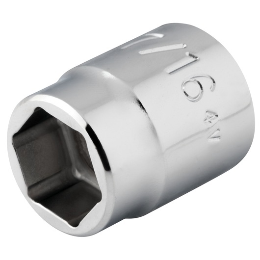 PROTO J5214HS chrome socket, hexagonal opening, 11/16 inch, product angle on white background