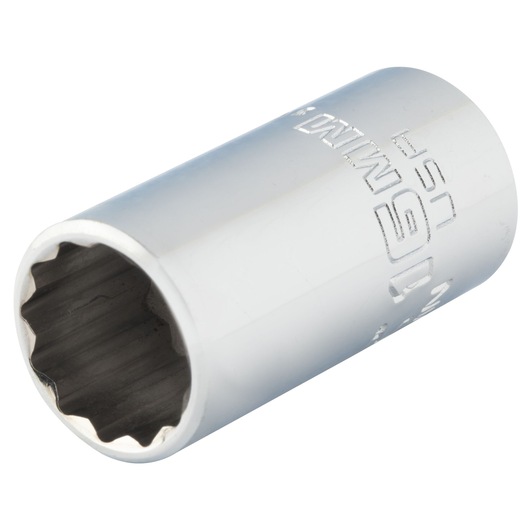 PROTO J5216MN chrome socket with 12-point interior, angled view on white background, hand tool accessory.