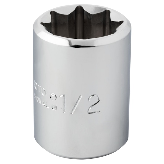 PROTO J5216S chrome finish six-point socket, 1/2 inch size, photographed at angle on white background.
