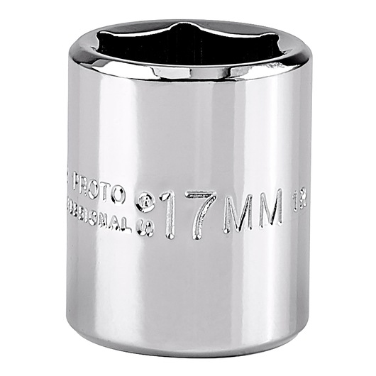 PROTO J5217MH 17mm chrome socket, close-up front angle on white background.