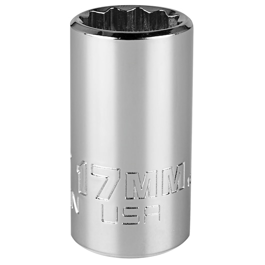 PROTO J5217MN chrome 17mm socket, close-up angle, white background.